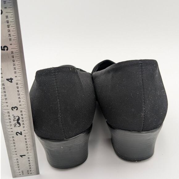 Munro Cindi Block Heel Pump Black Stretch Fabric Square Toe Size US9.5M EU41 - Picture 5 of 13